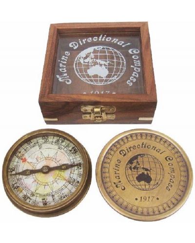 Kompas suvenir Sea Club - Antic, u drvenoj kutiji - 1