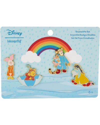 Set bedževa Loungefly Disney: Winnie the Pooh and Friends - Rainy Day - 1
