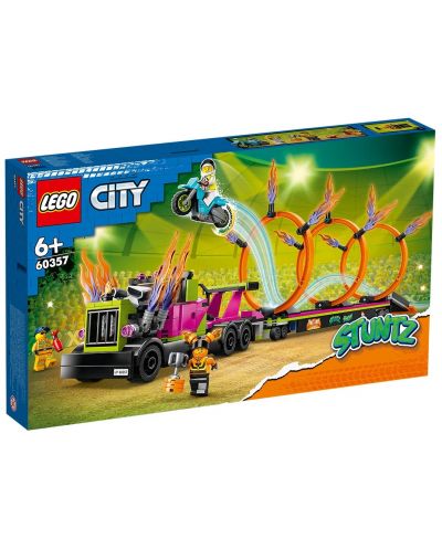 Konstruktor LEGO City - Kaskaderski kamion i izazov vatrenog kruga (60357) - 1