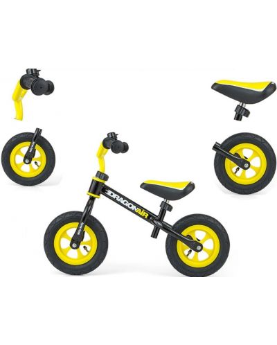 Bicikl za ravnotežu Milly Mally - Dragon Air, crno/žuti - 2