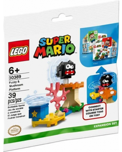 Konstrukcijski set LEGO Super Mario - Platforma s Fuzzyjem i Gljivom – komplet za početnu stazu (30389) - 1