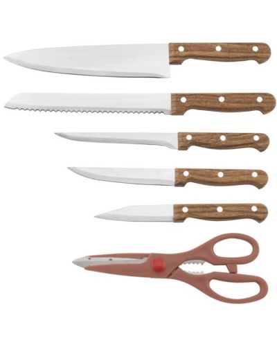 Set noževa s drvenim stalkom Elekom - ЕК-07 BR, 7 dijelova, smeđi - 2