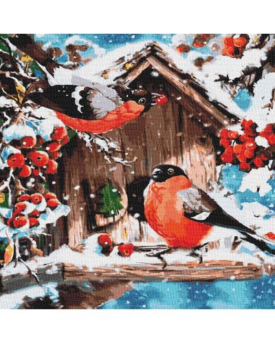 Set za slikanje po brojevima Ideyka - Svijetle snježne ptice, 40 х 40 cm - 1