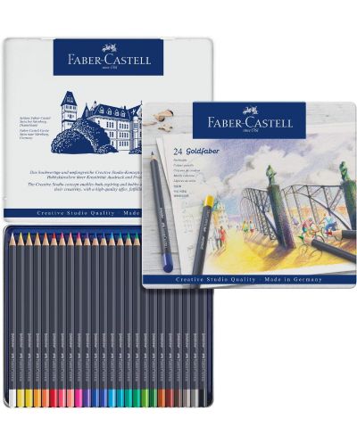 Set olovki u boji Faber-Castell Goldfaber - 24 boje, u metalnoj kutiji - 3