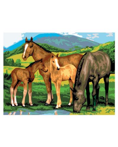 Set za slikanje akrilnim bojama Royal - Konji i ždrebad, 39 х 30 cm - 1