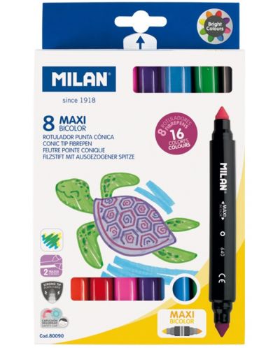 Set dvostranih flomastera Milan - Maxi Bicolour, 16 boja - 1