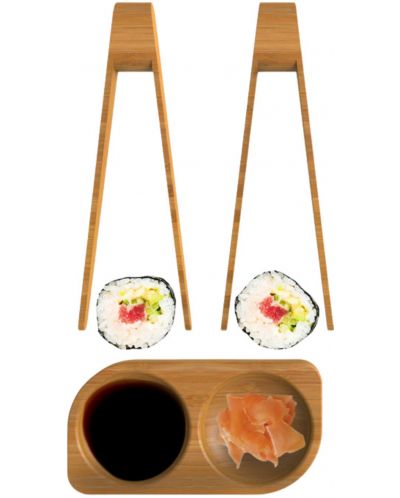Sushi set Pebbly - 3 части, 15 x 10 x 5 cm, bambus - 3