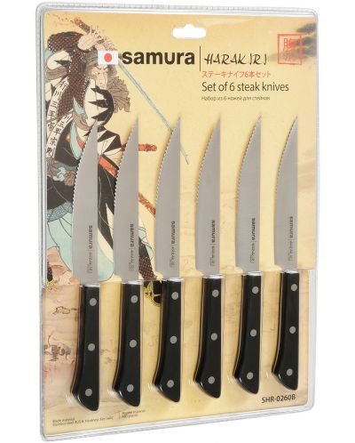 Set od 6 noževa za meso Samura - Harakiri, crna drška - 5