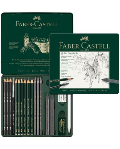 Set olovki Faber-Castell Pitt Graphite - 19 komada, u metalnoj kutiji - 2