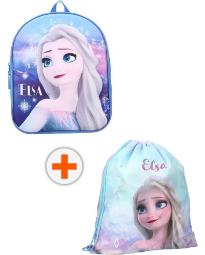 Set za vrtić Vadobag Frozen II - Ruksak i sportska torba, Elsa, plava i ljubičasta - 1