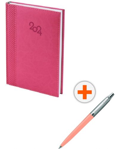 Set kalendar-dnevnik Spree - Ružičasti,  s olovkom Parker Royal Jotter Originals Glam Rock, ružičasta - 1