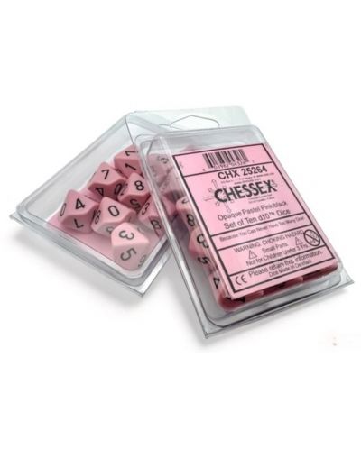 Set kockica Chessex Opaque Pastel - Pink/black, 10 komada - 1