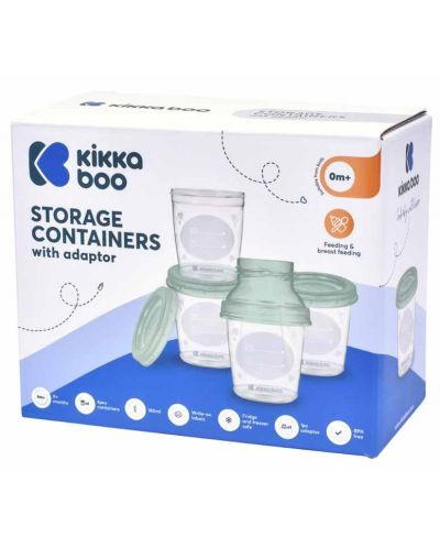 Spremnici za čuvanje majčinog mlijeka s adapterom KikkaBoo - Mint, 4 х 180 ml - 6