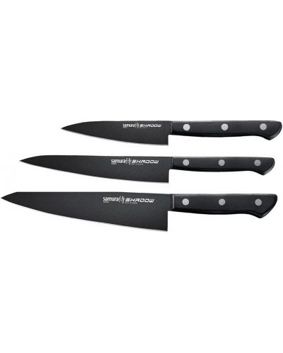 Set od 3 noža Samura - Shadow, crni neljepljivi premaz - 2