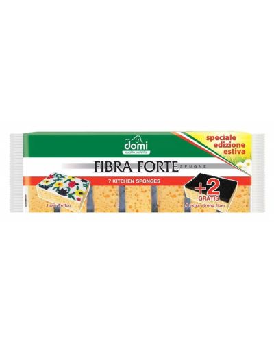 Set kuhinjskih spužvi Domi - Fibra Forte, 5 komada, žute - 1