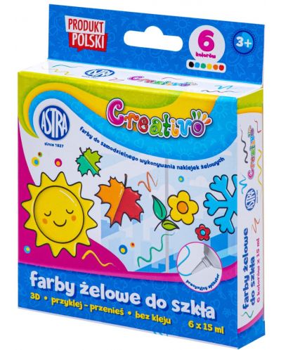 Set gel boja za staklo Astra Creativo - 6 x 15 ml - 1