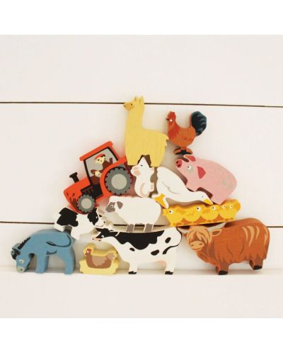 Set drvenih figurica Tender Leaf Toys - Domaće životinje u štandu - 2