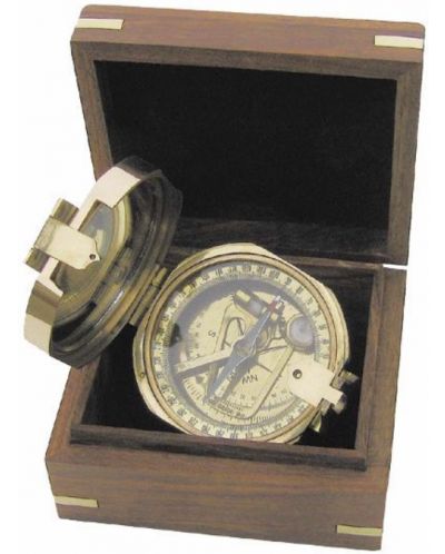 Kompas Sea Club - Brunton, u drvenoj kutiji, mesing, 7,5 cm - 1