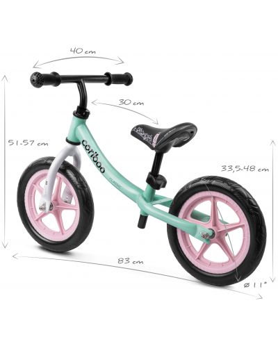 Bicikl za ravnotežu Cariboo - Classic, mint/ružičasti - 7