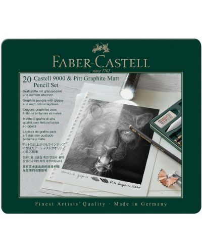 Set grafitnih olovki Faber-Castell Pitt & Castell 9000 - 20 komada - 1