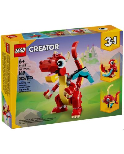 Konstruktor LEGO Creator 3 u 1 - Crveni zmaj (31145) - 1