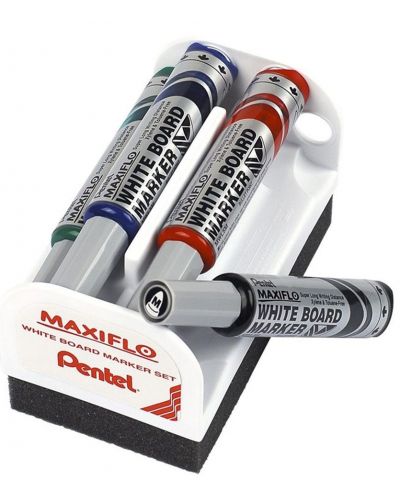 Set markera Pentel Board Maxfilo - 6.0 mm, 4 komada + spužvica - 1