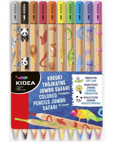 Set olovaka u boji Kidea - Jumbo Safari, 10 boja - 1