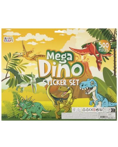 Set naljepnica Grafix - Dinosaur, 500 komada - 2