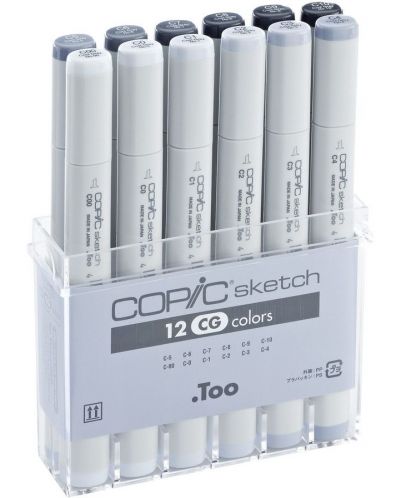 Set markera Too Copic Sketch - Hladni sivi tonovi, 12 boja - 1