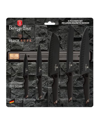 Set od 5 noževa Berlinger Haus - Black Rose Gold Collection, s magnetnom trakom, crni - 2