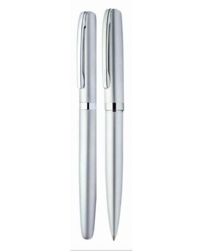 Set nalivpera i kemijske olovke s kožnom futrolom Online Elegance - Silver - 2
