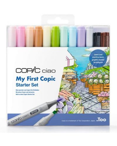 Set markera Too Copic Ciao - Početni set, 10 boja + 2 komada multi liner 0.1 mm - 1