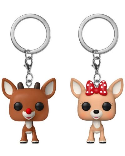 Set privjesaka za ključeve Funko Pocket POP! Animation: Rudolph The Red-Nosed Reindeer - Rudolph and Clarice - 1
