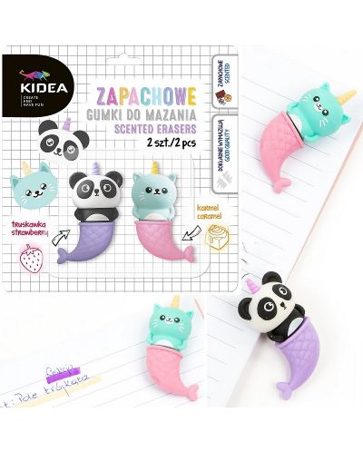 Set aromatiziranih gumica Kidea - Sirene panda i mačka, 2 komada - 3