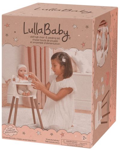 Set za lutke Battat Lulla Baby - Stolica i pribor za hranjenje, 14 dijelova - 2