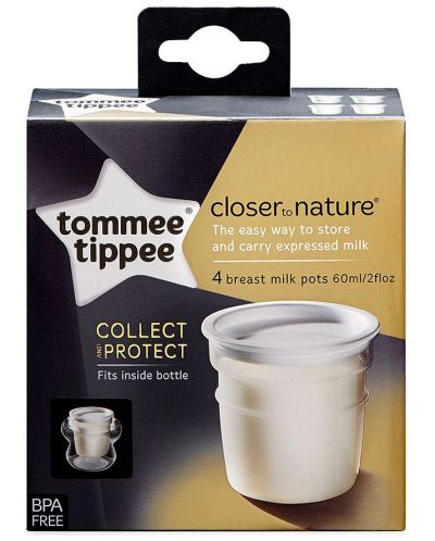 Set spremnika za majčino mlijeko Tommee Tippee - Closer to Nature, 60 ml, 4 komada - 1