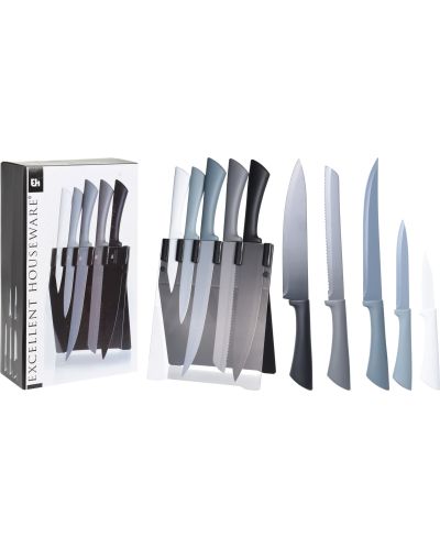 Set od 5 kuhinjskih noževa H&S - sa stalkom, raznobojni - 3