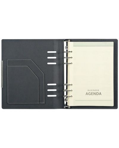 Kožna bilježnica-agenda Lemax Novaskin - А5, crna, s prstenovima i mehanizmom - 2