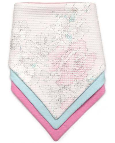 Set bandana za bebe Kiki Bibs - Pink Rose, 3 komada - 1