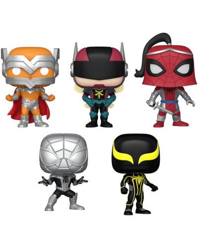 Set figura Funko POP! Marvel: Spider-Man - Prodigy, The Hornet, Prince of Arachne, Spider-Armor MK I, Spider-Armor MK II (Amazon Exclusive) - 1