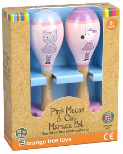 Set maracasa Orange Tree Toys - Miš i mačić, ružičasti - 1