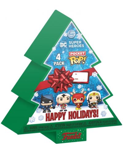 Set figura Funko Pocket POP! DC Comics: Super Heroes - Happy Holidays Tree Box - 1