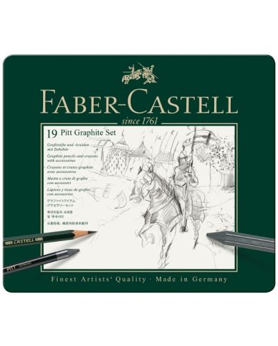 Set olovki Faber-Castell Pitt Graphite - 19 komada, u metalnoj kutiji - 1