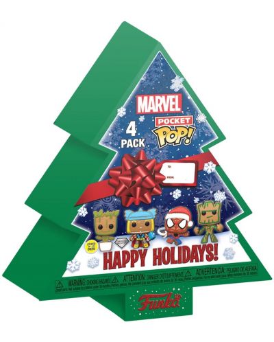 Set privjesaka za ključeve Funko Pocket POP! Marvel: Marvel - Happy Holidays Tree Box (Glows in the Dark) (Diamond Collection) - 1
