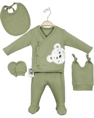 Set za novorođenčad Babyzuff - 5 dijelova, zeleni s medvjedom - 1
