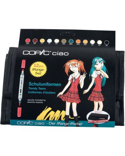 Set markera s pernicom Copic Ciao - Trendy Teens Manga Case, 12 boja - 1
