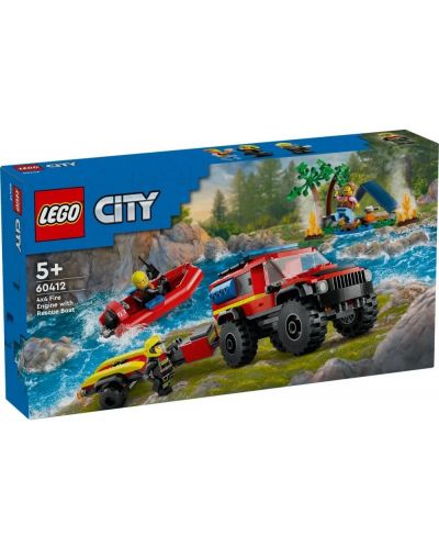 Konstruktor LEGO City - Vatrogasno vozilo 4 x 4 sa čamcem za spašavanje (60412) - 1