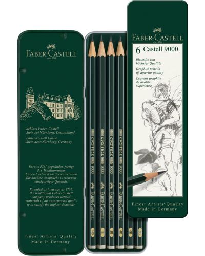 Set crnih grafitnih olovki Faber-Castell 9000 - 6 komada - 2