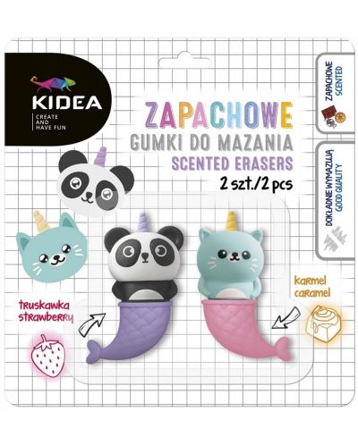 Set aromatiziranih gumica Kidea - Sirene panda i mačka, 2 komada - 2