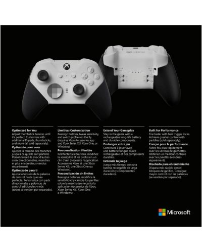 Kontroler Microsoft - Xbox Elite Wireless Controller, Series 2 Core, bijeli - 7